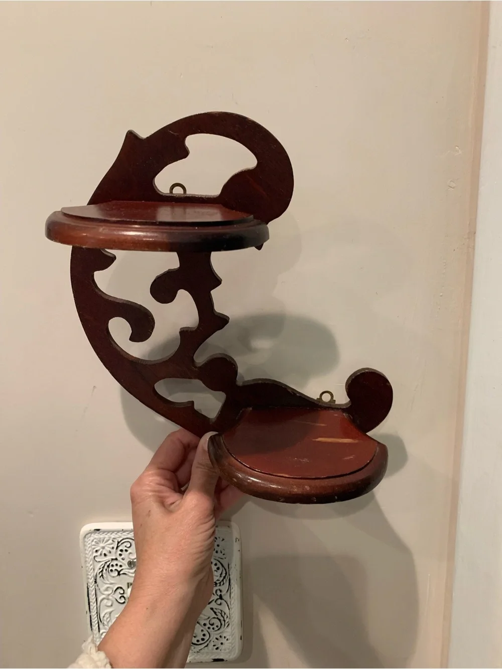 Vintage Wooden Fretwork Wall Shelf Scroll design - Home Wall Decor